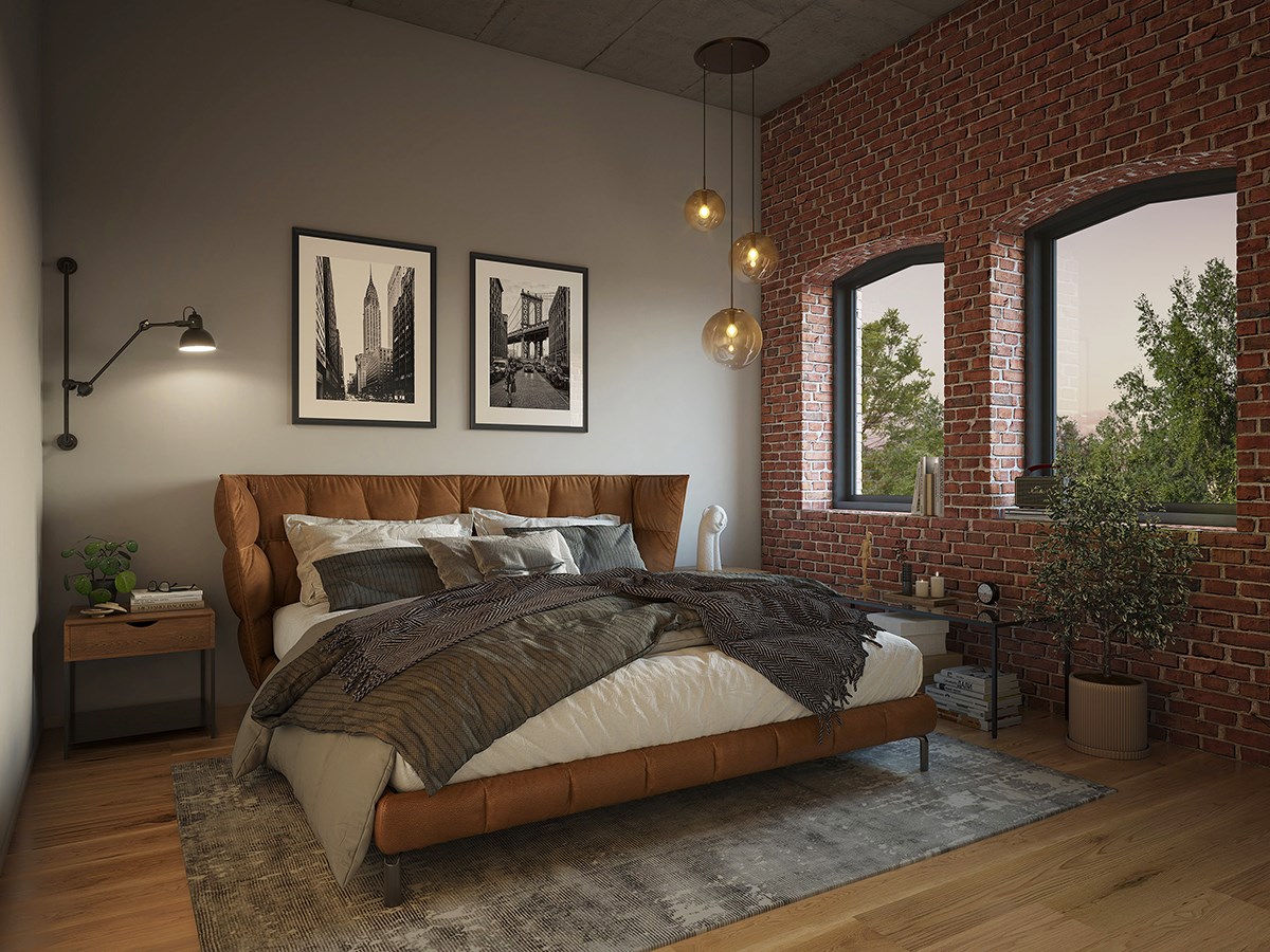 Exempel på sovrum i lägenhet i Spritfabriken