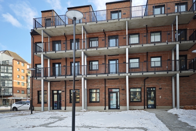 Ebos fastighet Färgaren på Södergatan 14 i Eslöv, bild tagen från gården.