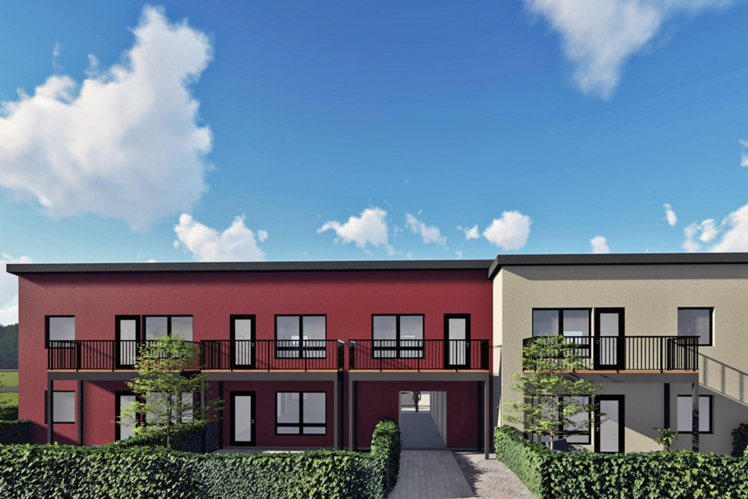 Arkitektskiss över nybygge i Löberöd. 